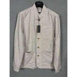 John Varvatos Mens Beige Linen-Blend Jacket Size 46 Button-Up With Pockets NWT's